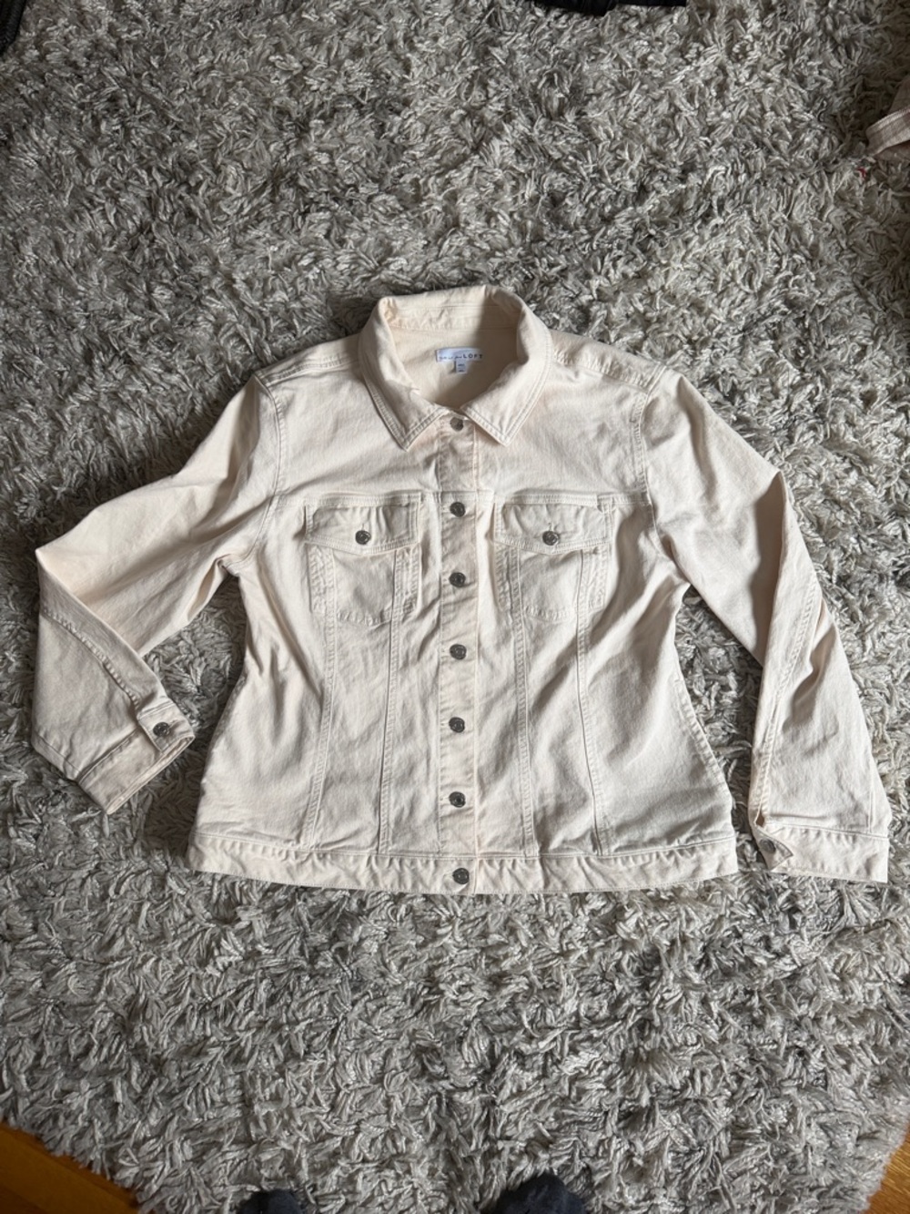 LOFT Cream Denim Trucker Jacket
